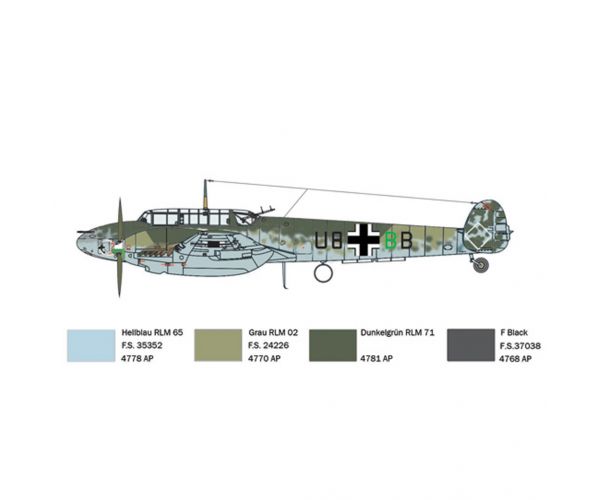 Italeri 1/72 Bf 110 C Zerstörer vadászrepülőgép makett