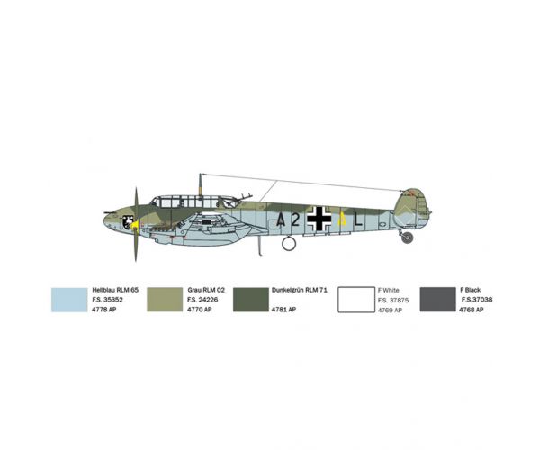 Italeri 1/72 Bf 110 C Zerstörer vadászrepülőgép makett