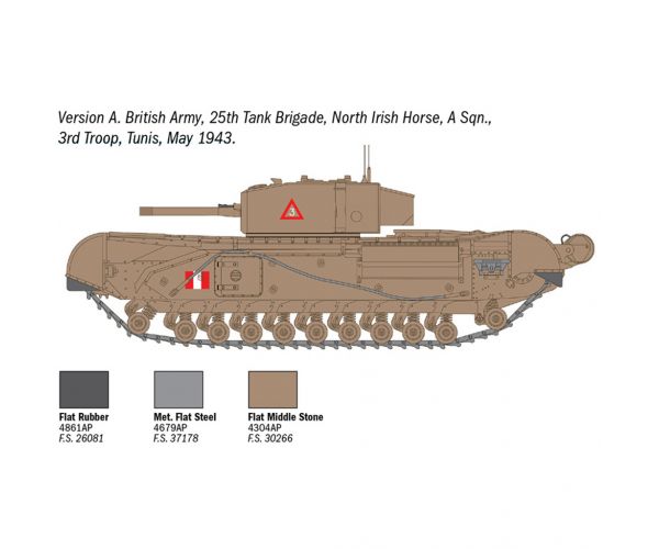 Italeri 1/72 Churchill Mk. III tank makett