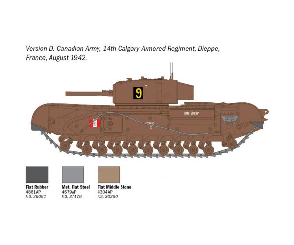 Italeri 1/72 Churchill Mk. III tank makett