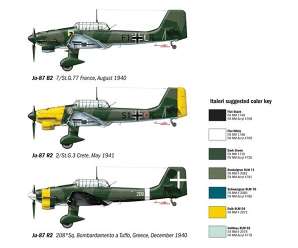 Italeri 1/72 Ju-87 B2/R2 Stuka zuhanóbombázó repülőgép makett