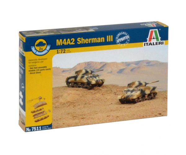 Italeri 1/72 M4A2 Sherman III tank 2db-os makett szett