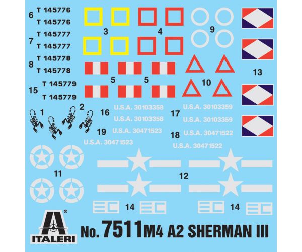 Italeri 1/72 M4A2 Sherman III tank 2db-os makett szett