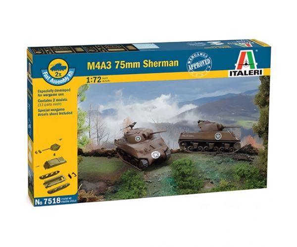 Italeri 1/72 M4A3 75mm Sherman tank 2db-os makett szett