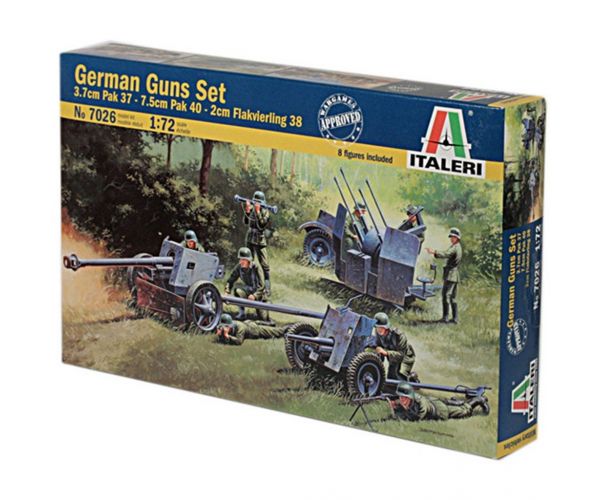 Italeri 1/72 German Guns Set tüzérségi fegyverek makett