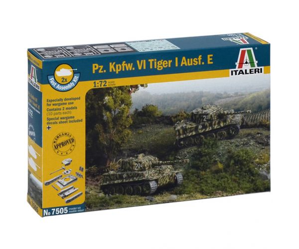 Italeri 1/72 Pz. Kpfw. VI Tiger I Ausf. E Tigris tank 2db-os makett szett