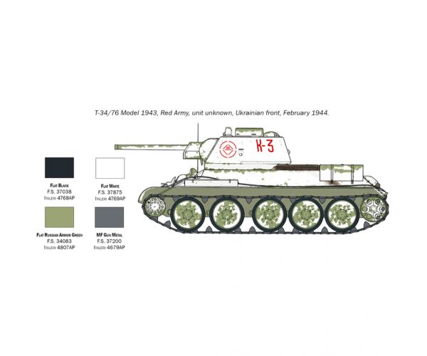 Italeri 1/72 T-34/76 Model 1943 tank makett