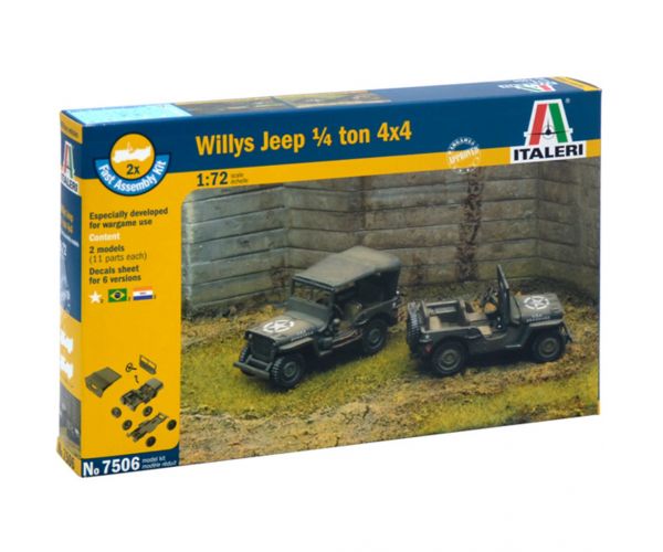 Italeri 1/72 Willys Jeep 1/4 ton 4x4 katonai járművek 2db-os makett szett