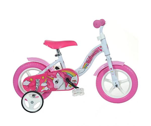 Unikornis rózsaszín-fehér gyerek bicikli 10-es méretben - Dino bikes kerékpár