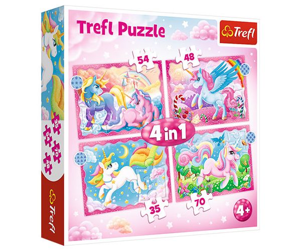 Unikornisok és varázslat 4 az 1-ben puzzle - Trefl
