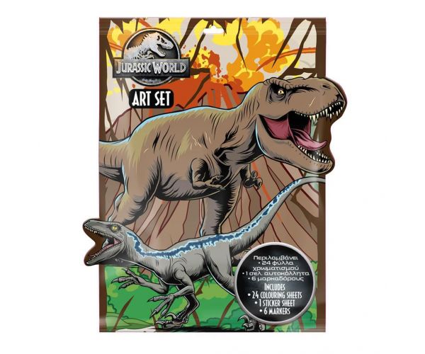 Jurassic World: Színező szett matricákkal és 6 filctollal