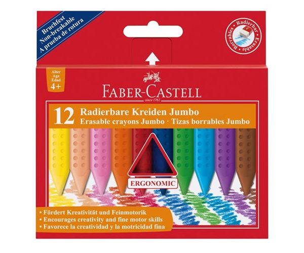 Radírozható Jumbo zsírkréta 12db-os szett - Faber-Castell