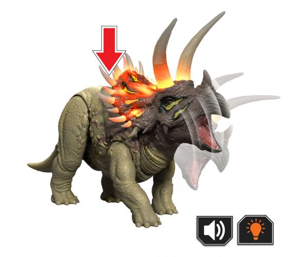 Jurassic World: Triceratops támadó dinó hanggal és fénnyel – Mattel
