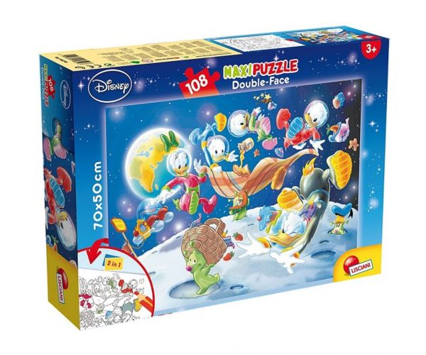 Kacsamesék: Donald az űrben 2 az 1-ben 108db-os puzzle és színező 70x50cm - Lisciani