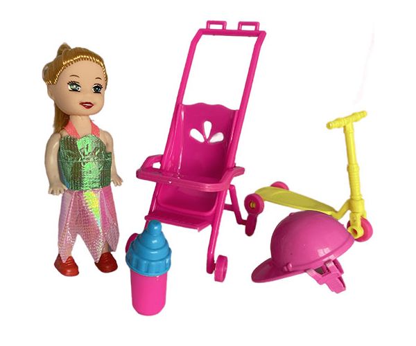 Katie: Grace baba rollerrel, babakocsival és kiegészítőkkel 10cm