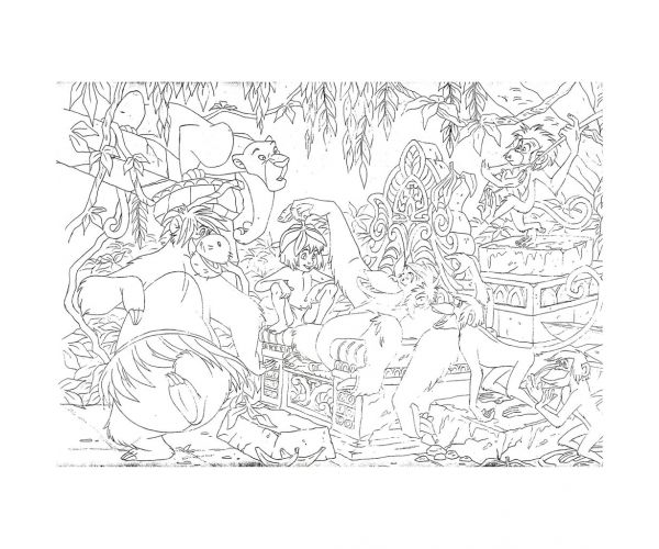 A Dzsungel könyve 2 az 1-ben 108db-os puzzle és színező 50x35cm - Lisciani