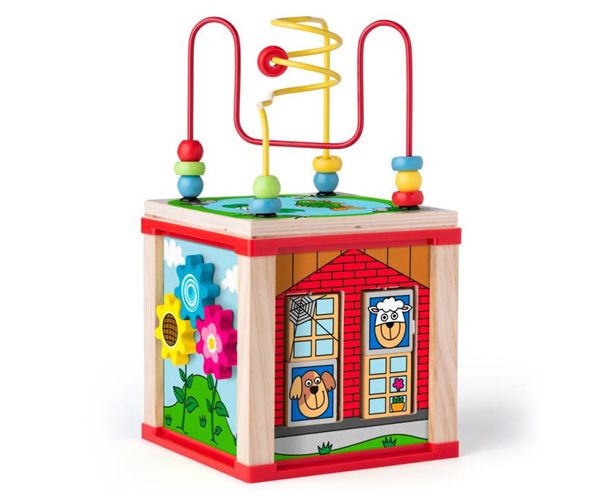 Készségfejlesztő kocka bűvös körökkel - Woodyland