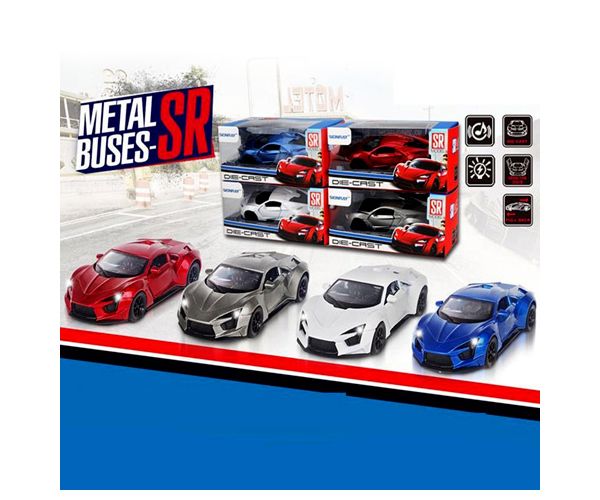 Fém hátrahúzós sportautó fénnyel és hanggal 1/43