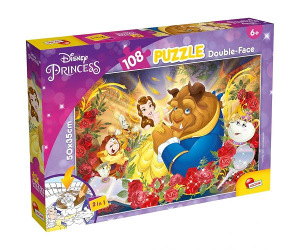 A szépség és a szörnyeteg 2 az 1-ben 108db-os puzzle és színező 50x35cm - Lisciani