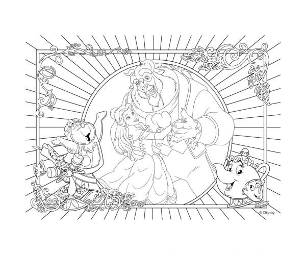 A szépség és a szörnyeteg 2 az 1-ben 108db-os puzzle és színező 50x35cm - Lisciani