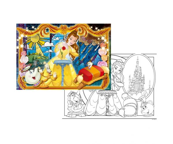 A szépség és a szörnyeteg Belle 2 az 1-ben 108db-os puzzle és színező 70x50cm - Lisciani