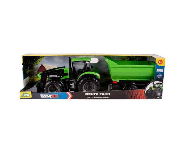 LENA: Worxx Deutz-Fahr Agrotron 7250 TTV traktor pótkocsival dobozban 74cm