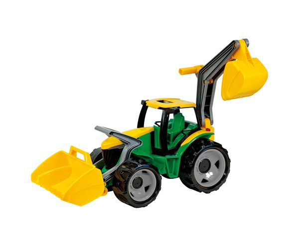 LENA: Óriás traktor homlokrakodóval és markolókanállal sárga/zöld 65cm
