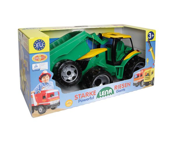 LENA: Óriás traktor utánfutóval zöld/sárga 93cm