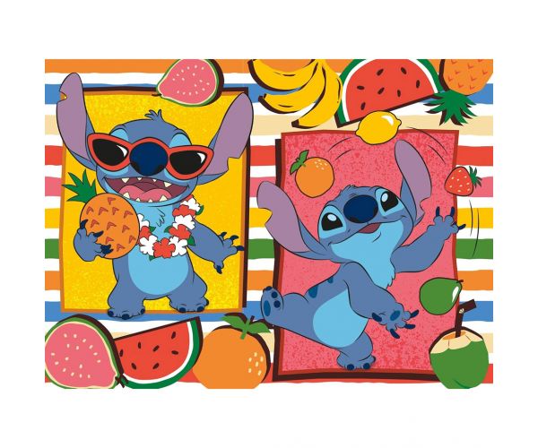 Lilo és Stitch gyümölcsös kaland 2 az 1-ben 48db-os Eco mini puzzle és színező 35x25cm - Lisciani