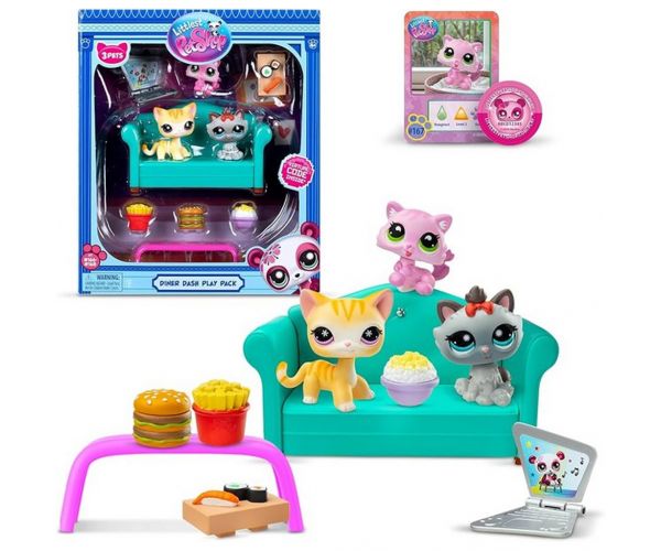 Littlest Pet Shop: Diner Dash 3db-os játékszett cica figurákkal