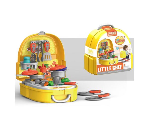 Little Chef minikonyha készlet vállra akasztható hátizsákban 26db-os készlet