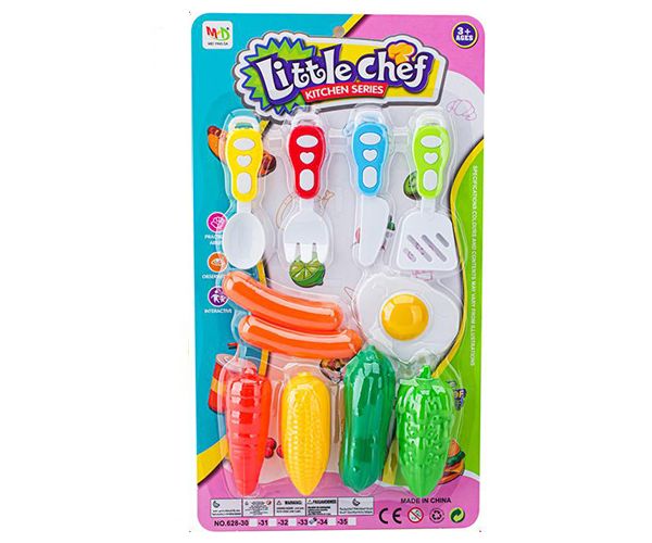 Little Chef élelmiszer szett zöldséggel és evőeszközökkel