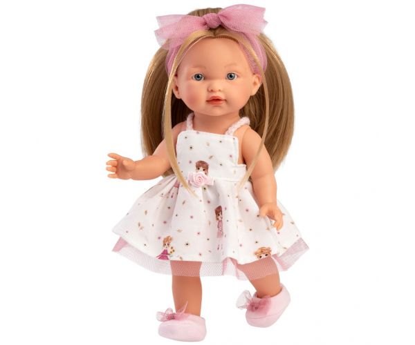 Llorens: Valeria 28cm-es baba mintás szoknyában
