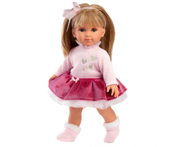 Llorens: Elena 35cm-es baba piros szoknyában
