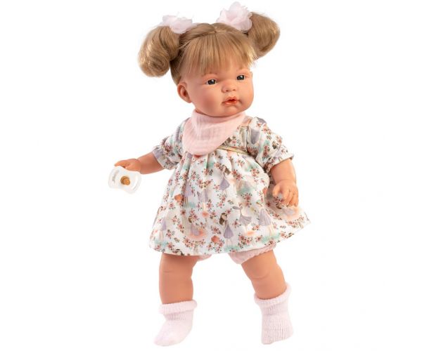 Llorens: Joelle 38cm-es síró baba cumival nyári ruhában