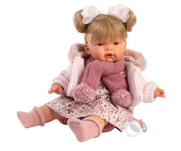 Llorens: Joelle 38cm-es síró baba bojtos sállal