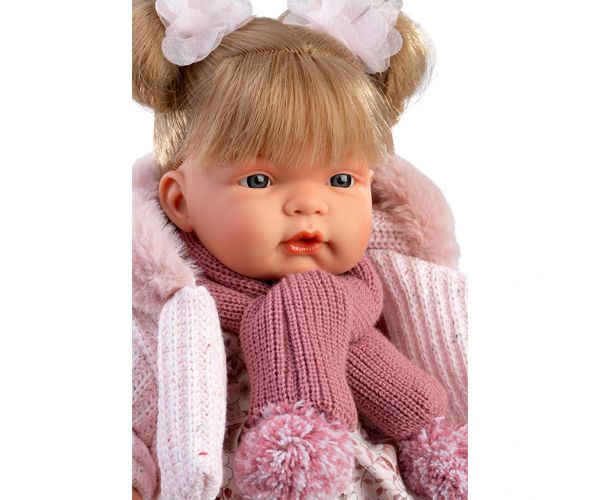 Llorens: Joelle 38cm-es síró baba bojtos sállal
