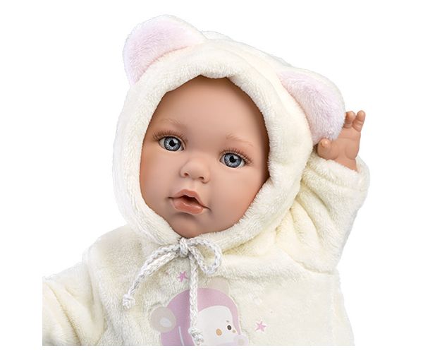 Llorens: Julia baba macifüles rugdalózóban cumival 42cm