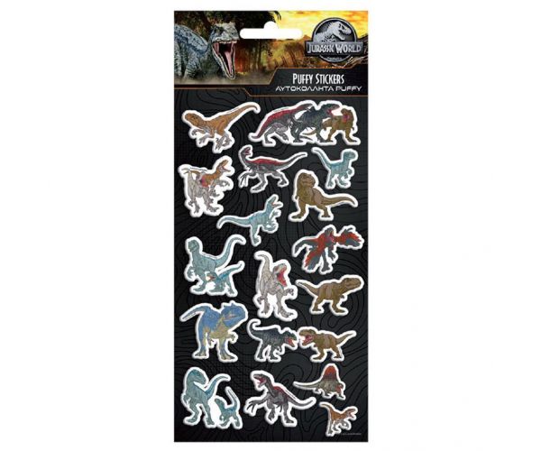 Luna: Jurassic World 3D pufi matrica szett 10x22cm-es íven
