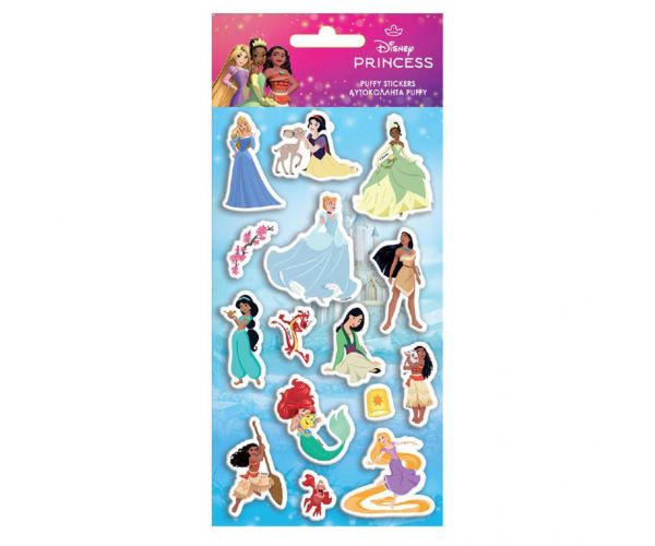 Luna: Disney Hercegnők 3D pufi matrica szett 10x22cm-es íven