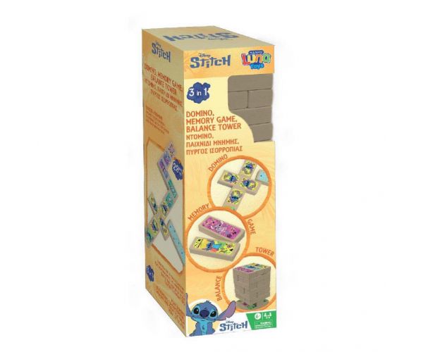 Luna: Disney Stitch 3az1-ben társas - Jenga, Dominó és Memóriajáték