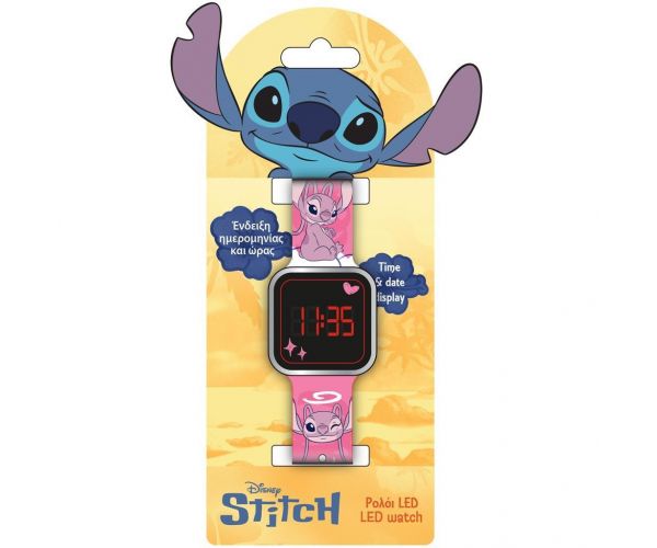 Luna: Disney Stitch és Angel rózsaszín LED-es karóra