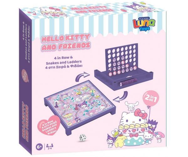 Luna: Hello Kitty 2 az 1-ben társasjáték – Négyet egy sorba és Kígyók és Létrák
