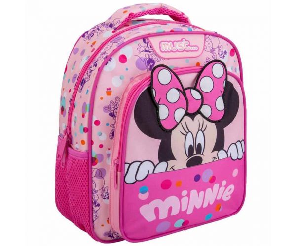 Luna: Minnie egér lekerekített kétrekeszes iskolatáska 27x10x31cm