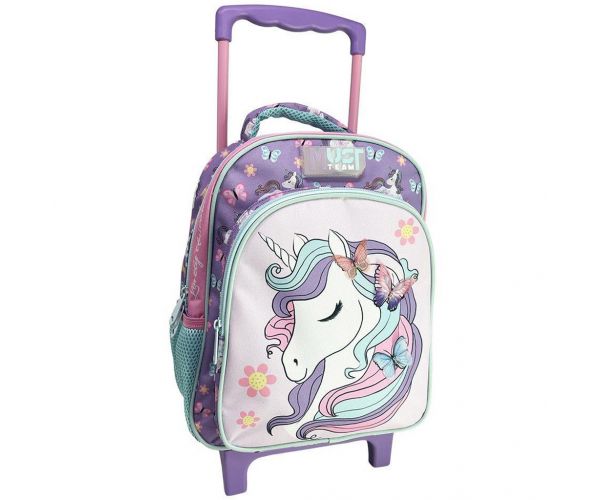 Luna: Must Team Unikornis 2 rekeszes gurulós iskolatáska, hátizsák 27x10x31cm