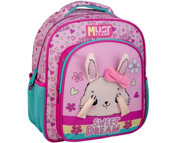 Luna: Must Team nyuszis lekerekített 2 rekeszes ovis hátizsák 27x10x31cm