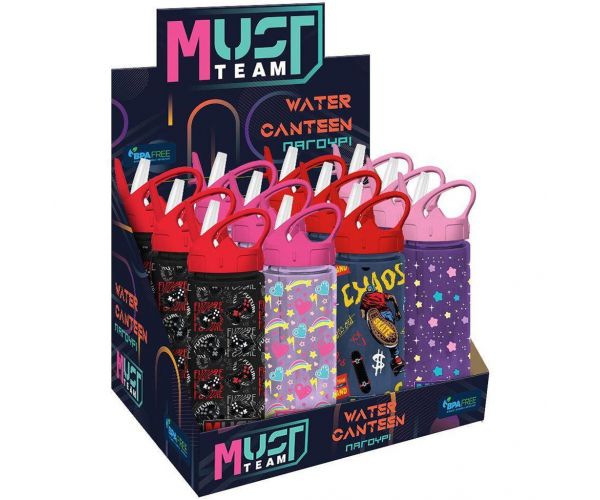 Luna: Must Team mintás műanyag kulacs szívószállal többféle változatban 500ml 1db