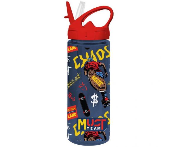 Luna: Must Team mintás műanyag kulacs szívószállal többféle változatban 500ml 1db