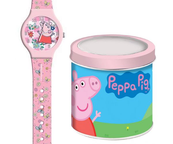 Luna: Peppa malac rózsaszín analóg karóra fém díszdobozban