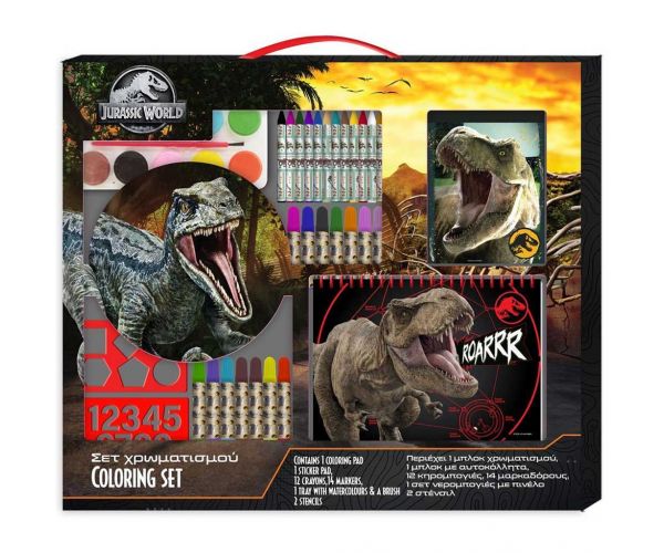 Luna: Jurassic World színező szett sablonnal és matricával 54x47cm